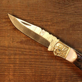 Engraved Brass Bolster Lockback Folder