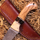 Olivewood Handle Damascus Skinner