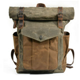 Rolltop Canvas Backpack in Army Green