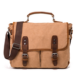 Leather Trimmed Canvas Briefcase