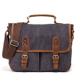 Leather Trimmed Canvas Briefcase