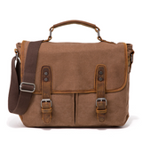 Leather Trimmed Canvas Briefcase