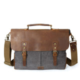 Canvas Briefcase with Leather Flap