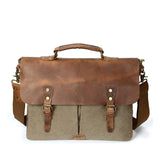 Canvas Briefcase with Leather Flap