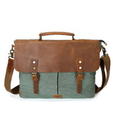 Canvas Briefcase with Leather Flap