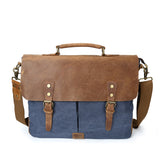 Canvas Briefcase with Leather Flap