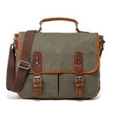 Leather Trimmed Canvas Briefcase